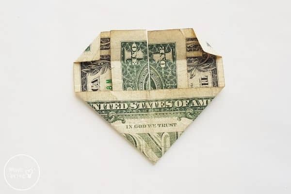 dollar bill origami heart fold top corners down