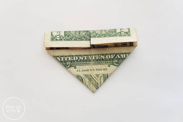 dollar bill origami heart fold top section down