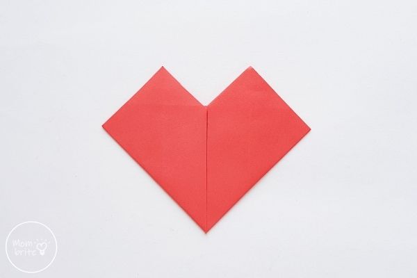 origami heart fold other bottom side up