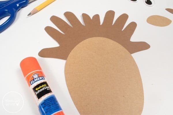 Handprint Reindeer Craft Glue Head to Antlers