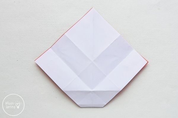 Origami Santa Claus Flip Paper Over to White Side