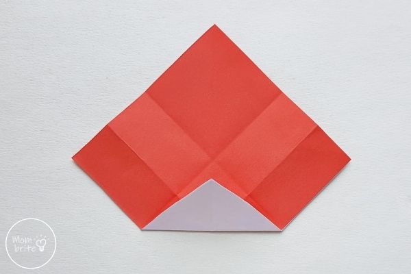 Origami Santa Claus Fold Bottom Corner Upward