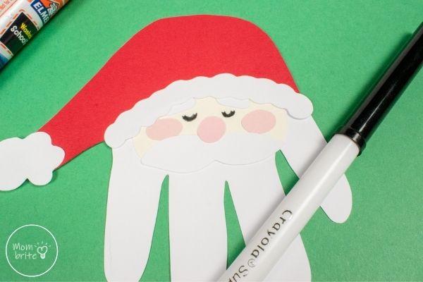 Santa Handprint Craft Draw Face
