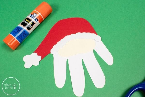 Santa Handprint Craft Glue Trim and Pom Pom