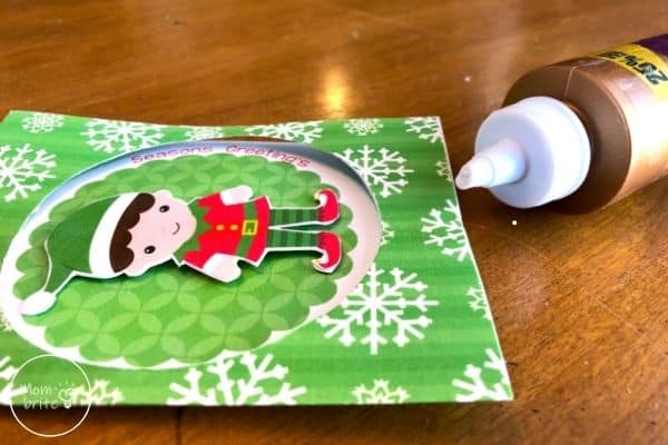 Spinning Elf Christmas Card Glue Thread