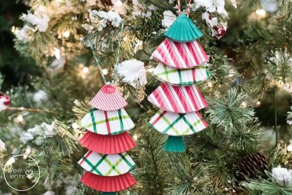 Cupcake Liner Christmas Tree Crafts Hanging on Tree