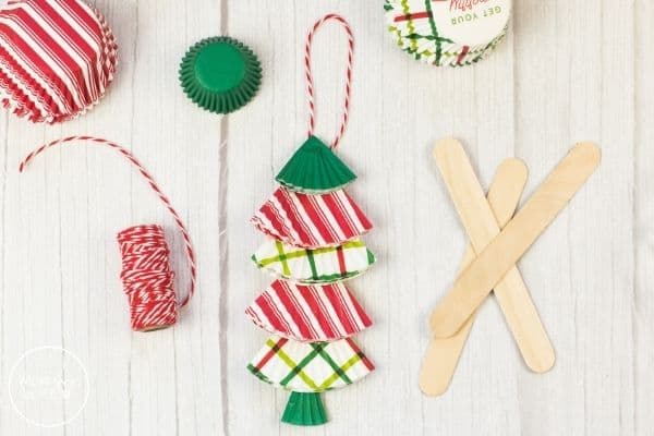 Cupcake Liner Christmas Tree Ornament Craft