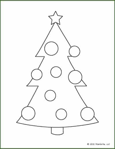 Free Coloring Christmas Tree Template
