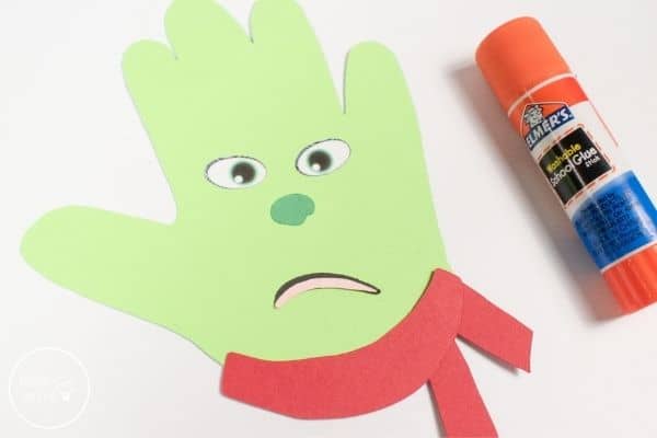 Grinch Handprint Craft Assemble Face