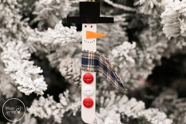 Popsicle Stick Snowman Ornament Red Buttons