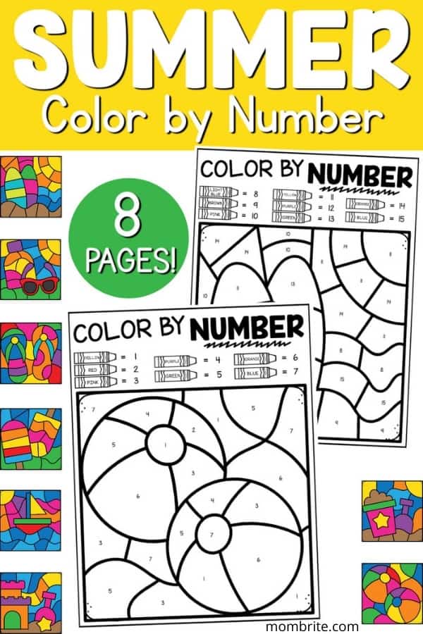 Summer Color by Number Printables Mockup