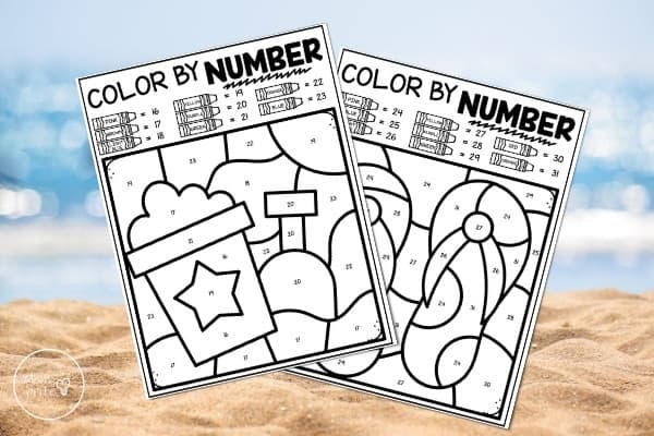 Summer Color by Number Worksheets