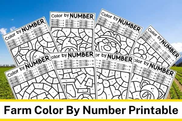 Farm Color By Number Printable Worksheet Set