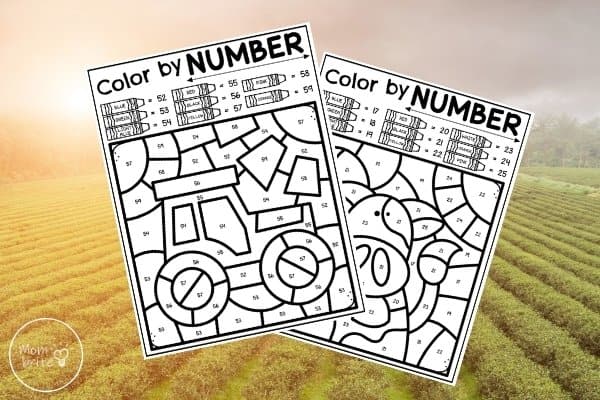Farm Color By Number Printable Worksheets