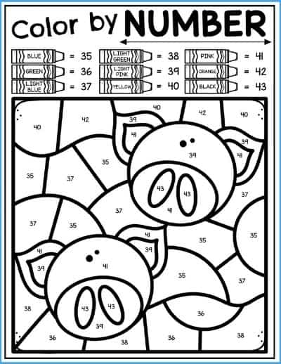 Free Farm Color By Number Printable Pig Color by Number Printable Mockup
