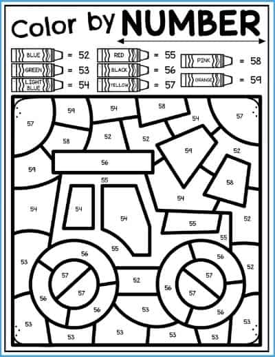 Free Farm Color By Number Printable Tractor Color by Number Printable Mockup