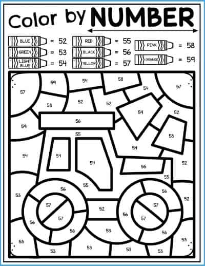 Farm Color By Number Worksheet Printable