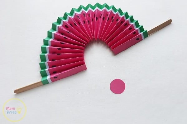 Watermelon Paper Fan Craft Bring The 2 Popsicle Sticks Closer To Each Other