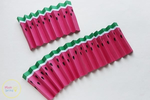 Watermelon Paper Fan Craft Attach Accordion Folded Patterns Side By Side