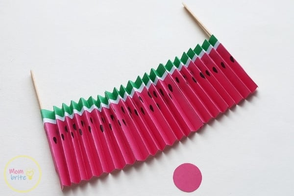 Watermelon Paper Fan Craft Attach Popsicle Sticks To Accordion Folder Paper