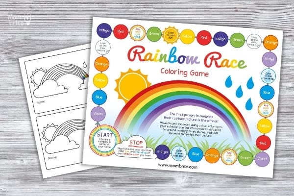Rainbow Race Coloring Game Printables Mockup