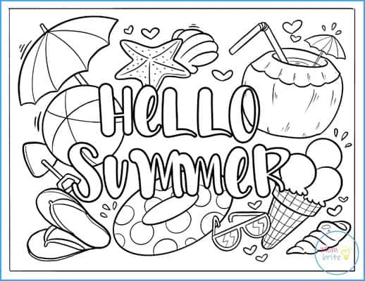 Hello Summer Coloring Page