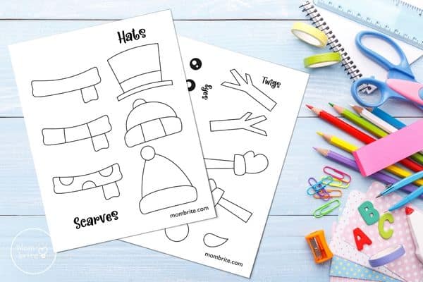 Build Your Own Snowman Template Hats and Scarves