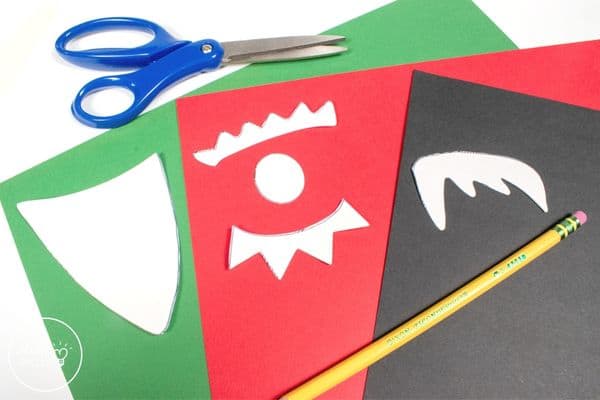 Elf Handprint Craft Trace Template Pieces