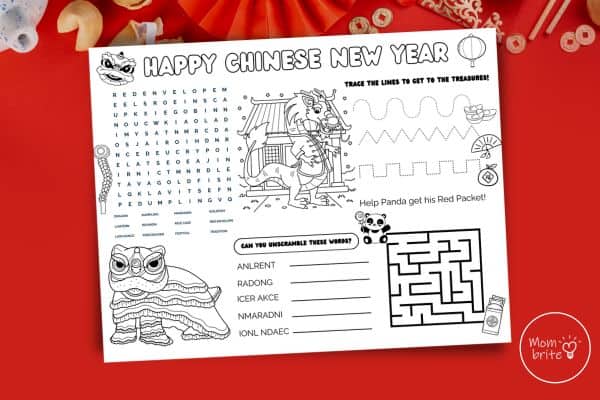 Free printable Chinese New Year Activity Placemat