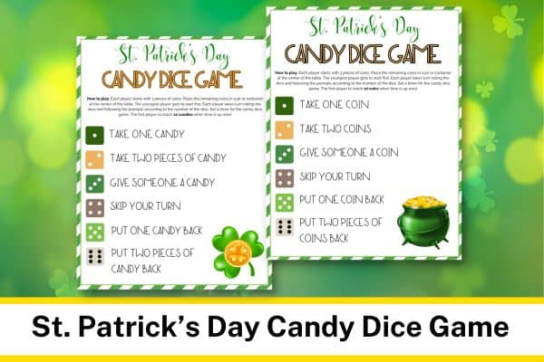 St. Patrick's Day Candy Dice Game Free Printable