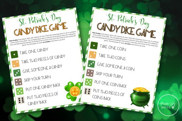 St. Patrick's Day Candy Dice Game Free Printable