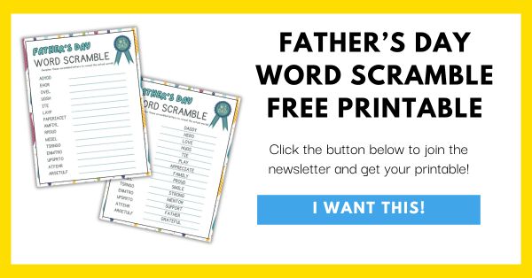 Father's Day word scramble for kids free printable