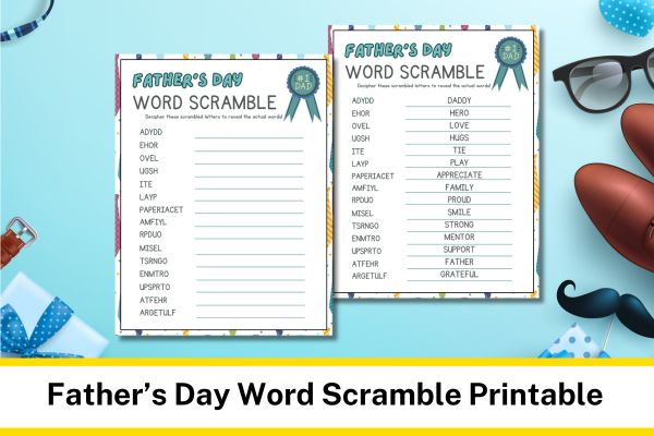 Fathers Day Word Scramble Printable