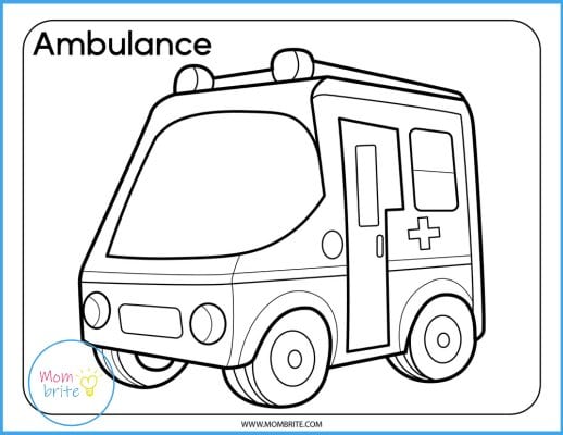 Ambulance Coloring Page Mockup