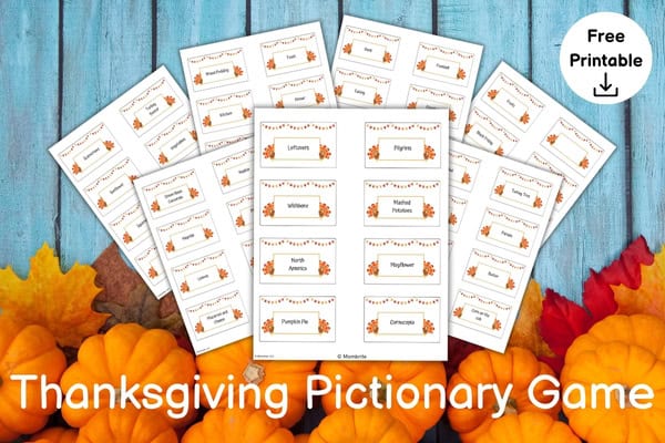 Free Printable Thanksgiving Pictionary Game Mockup