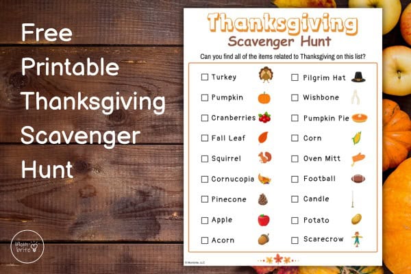 Free Printable Thanksgiving Scavenger Hunt for Kids