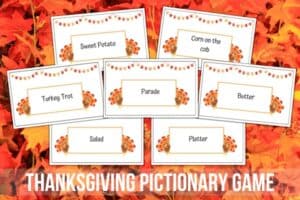 Free Thanksgiving Pictionary Game Cards Printable
