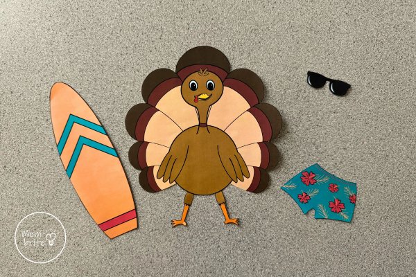 Surfer Turkey Disguise Cutouts
