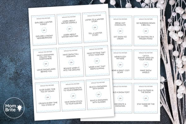 Printable Winter Would You Rather Game Mockup