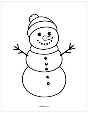 11 Snowman Templates for Kids (Fun Free Winter Printable) Cartoon Snowman with Hat and Scarf Template