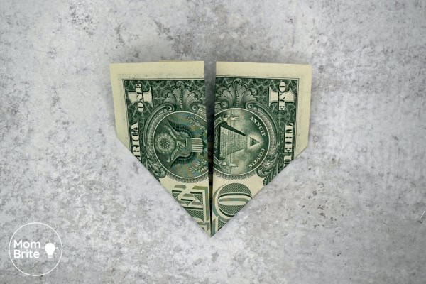 How to Make a Dollar Bill Origami Heart (Easy Money Folding Tutorial) Dollar Bill Heart - Fold left side toward center line