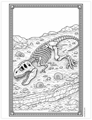 dinosaur fossil skeleton coloring page