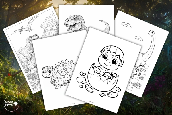 free printable dinosaur coloring page for kids