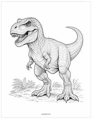 realistic T-Rex coloring page