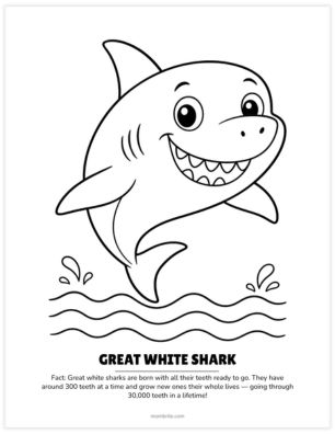 friendly great white shark coloring page
