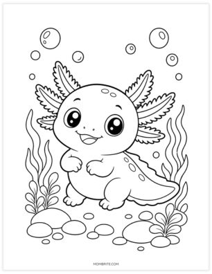 baby axolotl coloring page