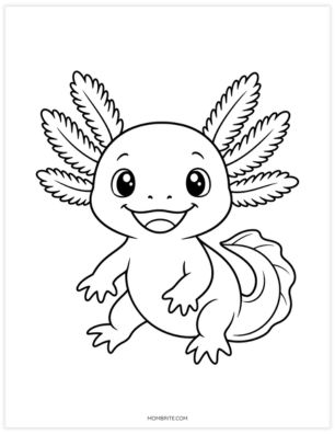 axolotl with feathery gills coloring page