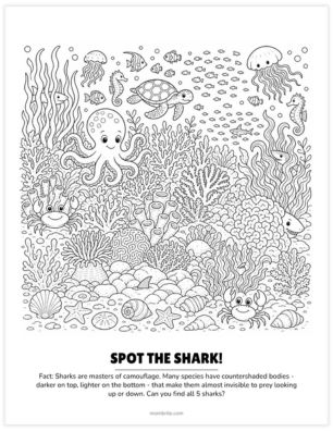 spot the shark coloring page
