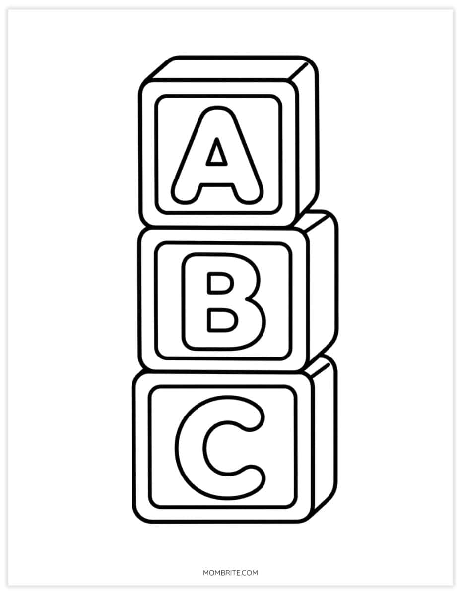 ABC alphabet blocks coloring page for preschoolers