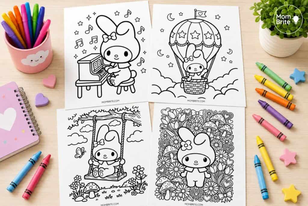 My Melody coloring pages for kids featured image